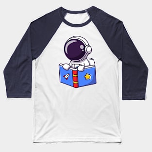 Cute Astronaut Reading Book Baseball T-Shirt